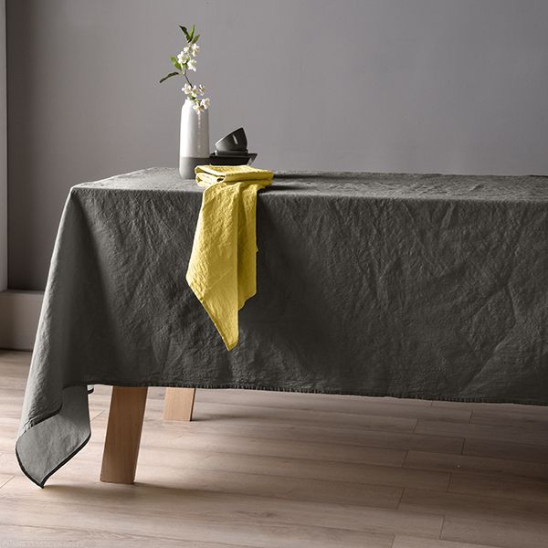 Nappe 160x250 Lin métis - Gris foncé