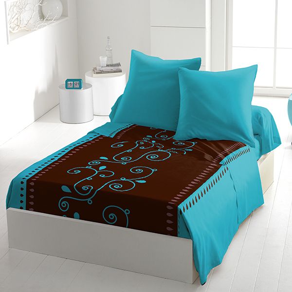 Parure de drap 4 pièces microfibre 240x300 cm Cacao Barry Turquoise