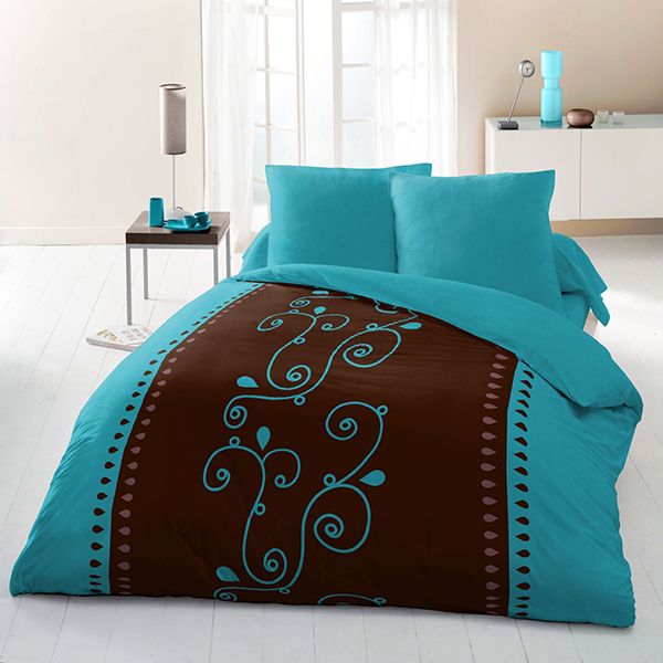 Parure de couette microfibre 220x240 cm Cacao Barry Turquoise