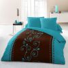 Parure de couette microfibre 220x240 cm Cacao Barry Turquoise