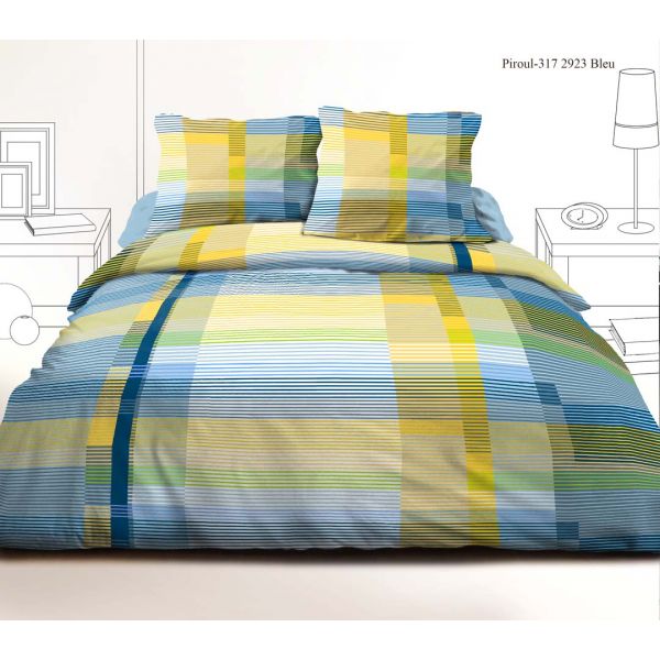 Parure de couette microfibre Pirou Bleu 220x240 cm