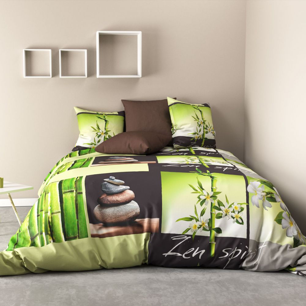 Housse de couette ZENGA vert en coton