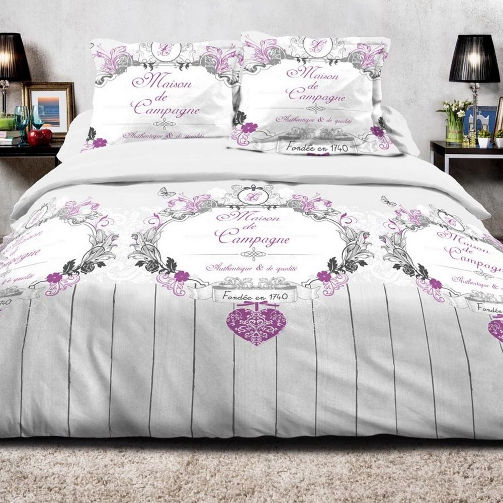 Housse De Couette Rétro Fleurie 240x260 Cm + 2 Taies - Microfibre Douce, Lavable Machine, Parure De Lit 2 Personnes
