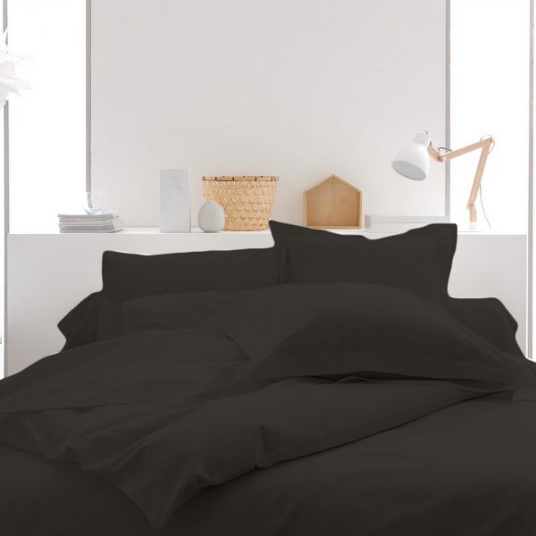 Housse de couette 100% Coton 57 fils Anthracite