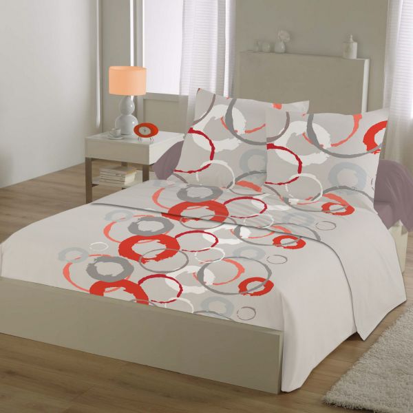 Parure de drap 100% Coton 57 fils Circles Red 240x300