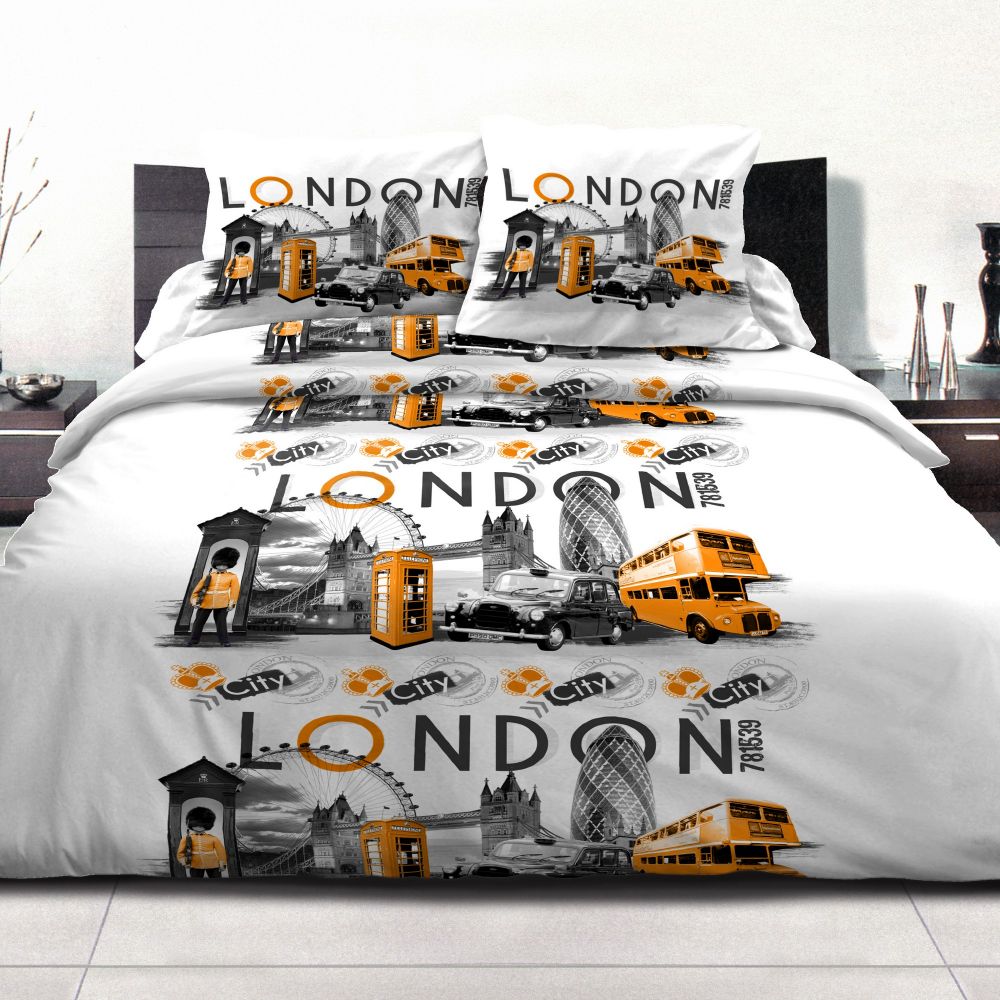 Housse de Couette 220x240 cm – Parure de lit LONDON CITY - Kolorados
