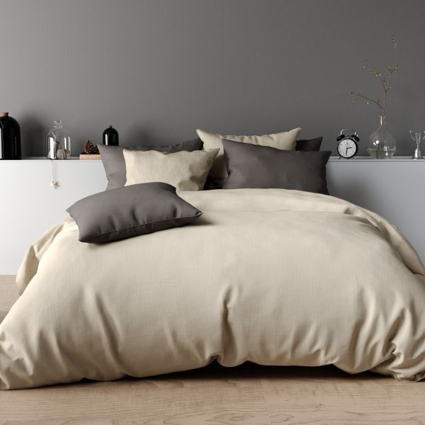 Housse de couette 100% Percale de Coton Sable 240x260