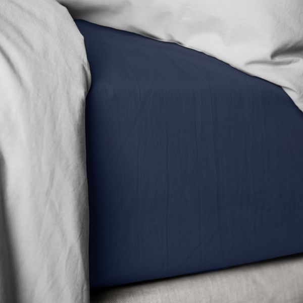 Drap housse Percale de Coton 80 fils Jeans