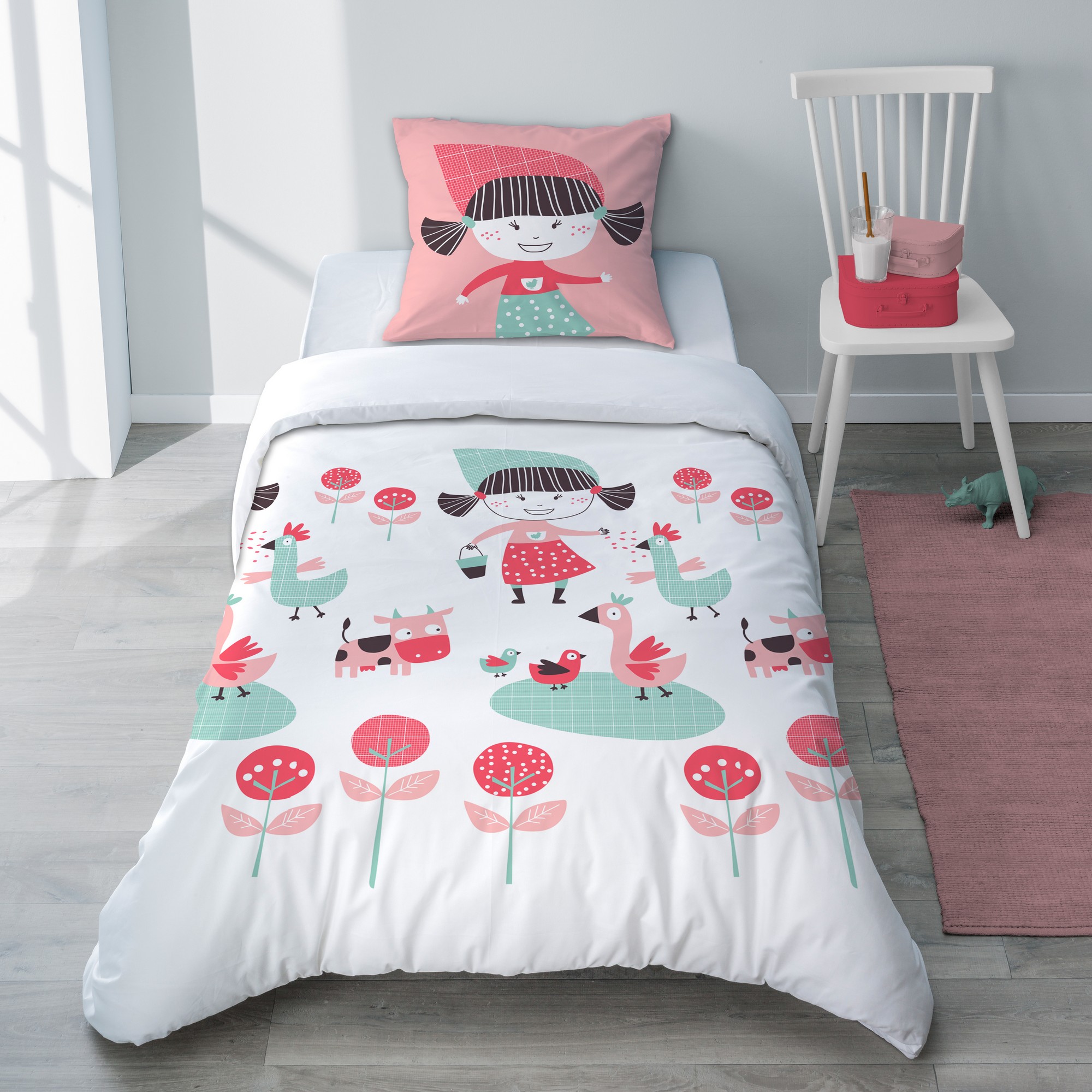 Parure De Lit Bébé Totsy Baby 90x120cm | Housse Couette + Taie Oreiller 40x60cm | Coton Doux