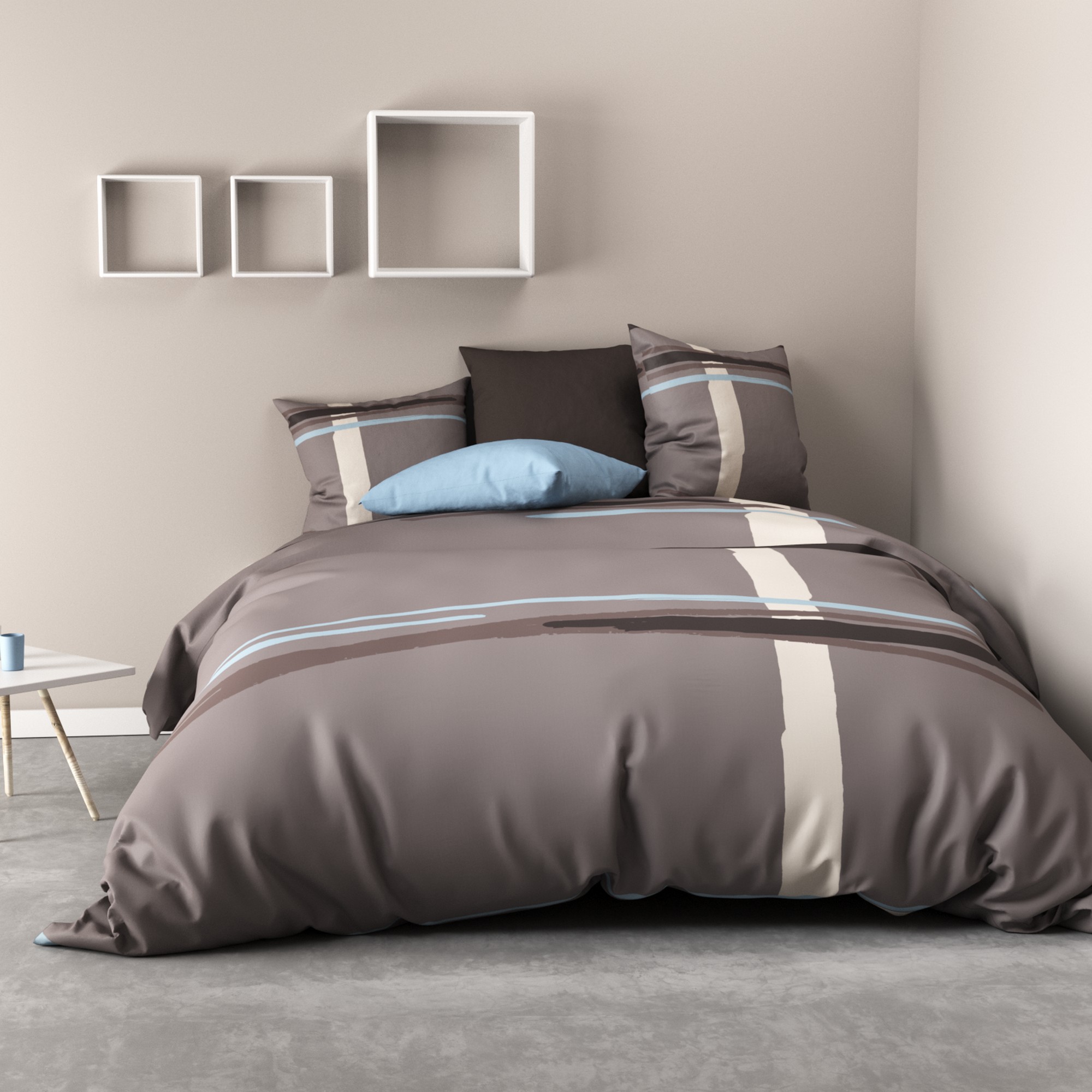Parure de Couette 100/% Coton 57 Fils Fibula Taupe 240 x 260 cm
