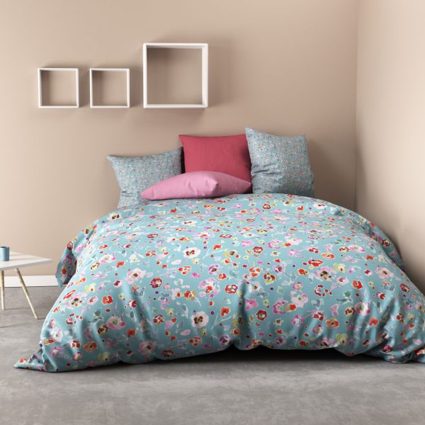 Parure de lit - Housse de couette 100% Coton 57 fils Liberty Blue