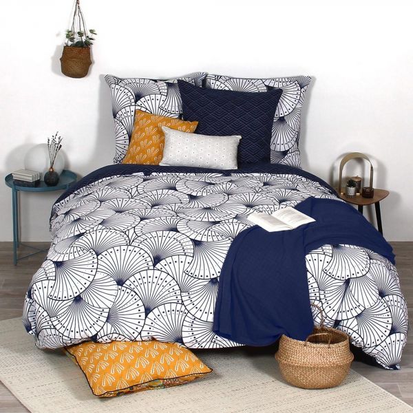 Parure de couette 3 pièces Reversible 220x240 cm 100% Coton Bio 57 fils Palmitos