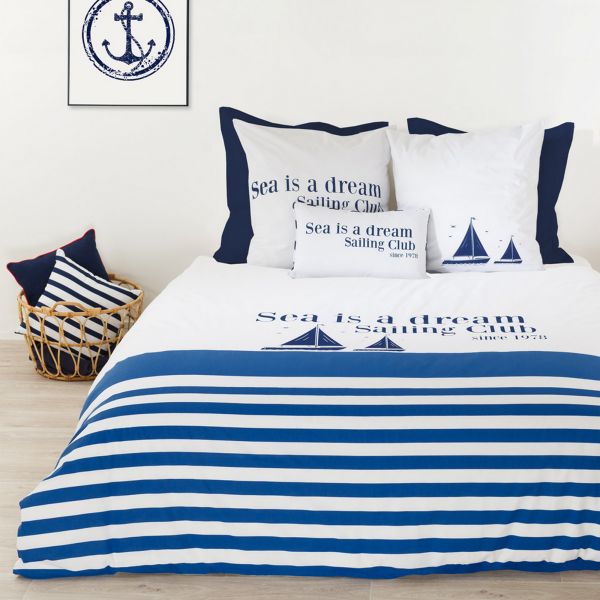 Housse de couette et taie d'oreiller 100% coton bio Sea