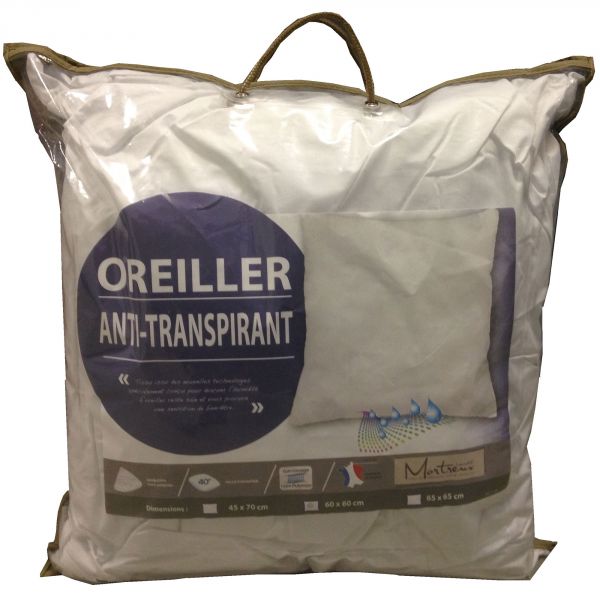 Oreiller anti transpirant 60x60 600gr/m² fabrication française