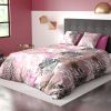 Housse de couette 220x240 cm + 2x taies d'oreiller 63x63 cm Coton Jungle Rose