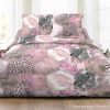 Housse de couette 220x240 cm + 2x taies d'oreiller 63x63 cm Coton Jungle Rose