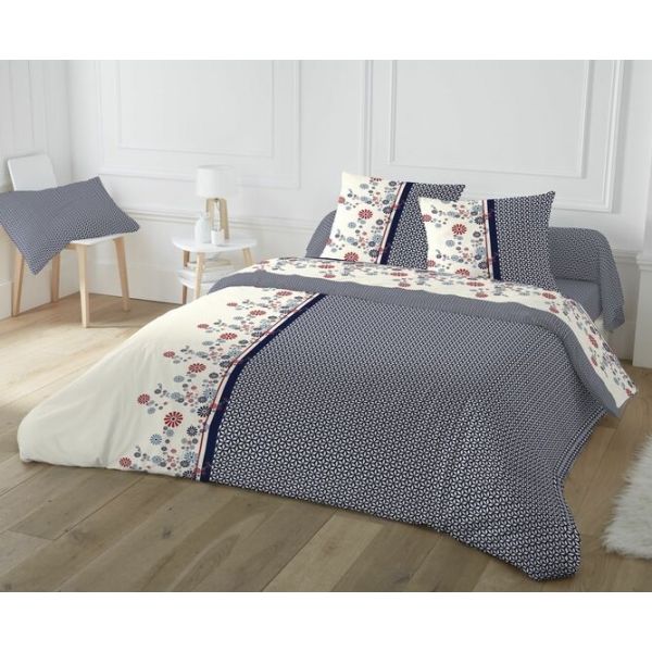 Parure de couette 100% Coton 51 fils Maya Bleu