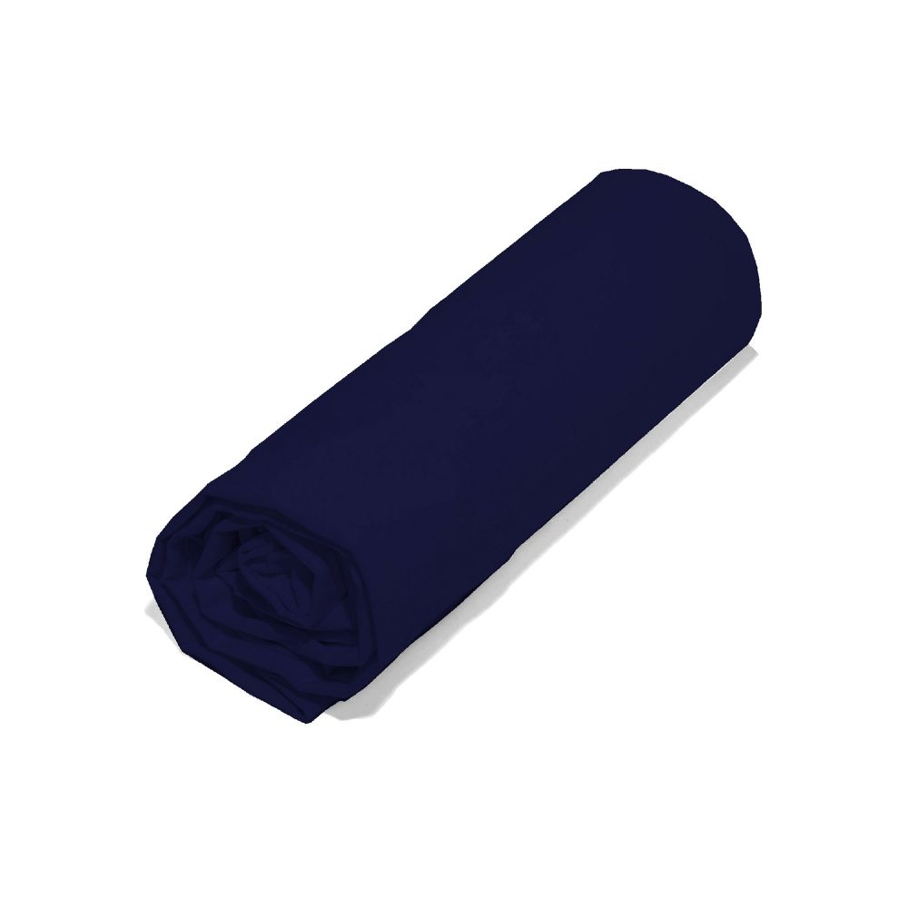 Snoozing drap-housse flanelle - Bleu marine 