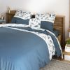Parure de lit housse de couette avec taies d'oreiller 100% Coton 57 fils Automnia Ocean Blue