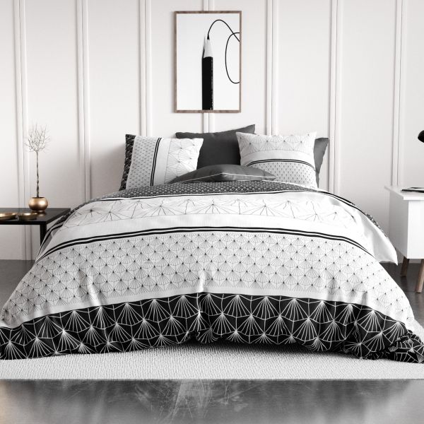 Parure de lit housse de couette avec taie d'oreiller 100% Coton 57 fils Casta