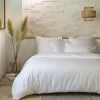 Parure de lit housse de couette avec taies d'oreiller 100% Percale de Coton 80 fils Blanc
