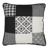 Coussin patchwork noir et blanc déhoussable 40x40 cm