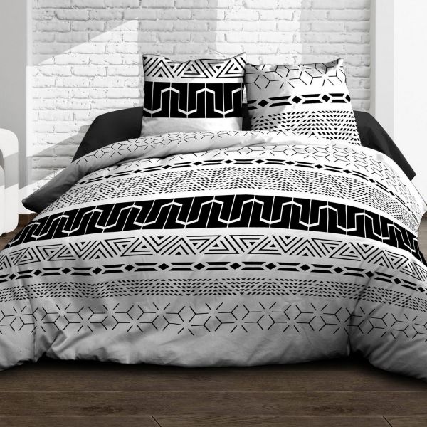 Parure de lit housse de couette avec taies d'oreiller 100% Coton 57 fils Graphic