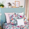 Housse de couette avec taies d'oreiller 100% Coton Bio 57 fils Flore