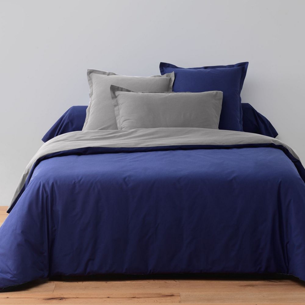 Sleepnight housse de couette Bicolor Bleu Marine/Bleu Claire Coton