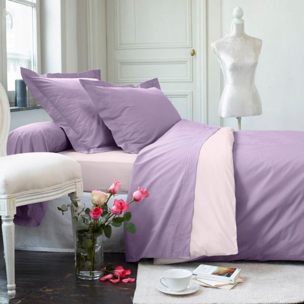 Housse de couette 240x260 + 2 taies d’oreiller Percale de Coton Lilas Violine