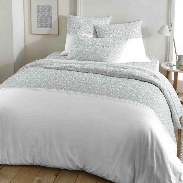 Housse de couette 220x240 + 2 taies d'oreiller 63x63 cm Coton Sakta White Revers.