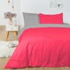 Housse de couette 220x240 + 2 taies d'oreiller 63x63 cm Coton Framboise_Grisclair