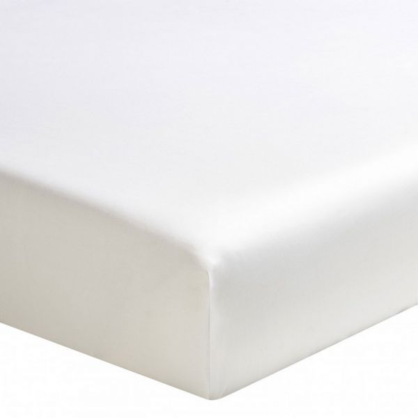 Drap housse 140x190 +30 cm Satin de Coton Blanc