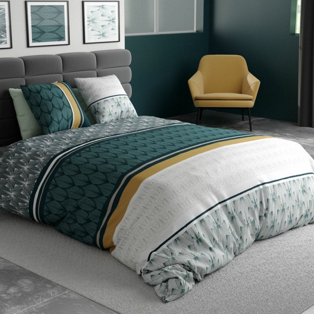 Housse de couette 240x220 + 2 Taies d'oreiller 60x60 - Hakki - Green/Yellow  - 182TRK63442 - Homme Prive