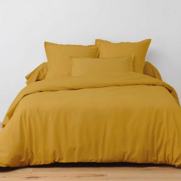 Housse de couette 140x200 cm + 1 taie d'oreiller 65x65 cm Coton Jaune