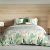 Housse de couette 220x240 cm + 2 taies d'oreiller 63x63 cm Coton Ecrus Vert