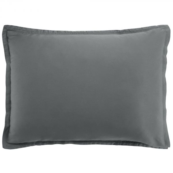 Taie d'oreiller 50x70 cm rectangle Satin de Coton Gris Foncé