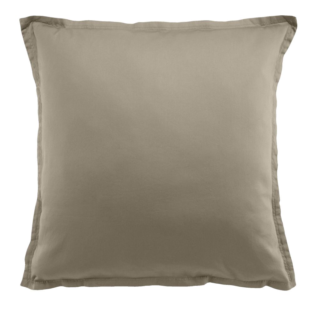 Taie d'oreiller 65x65 cm carrée Satin de Coton Sable - Housse De Rêve