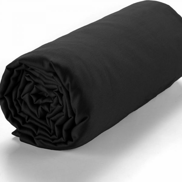 Drap housse 180x200 +40 cm Satin de Coton Noir