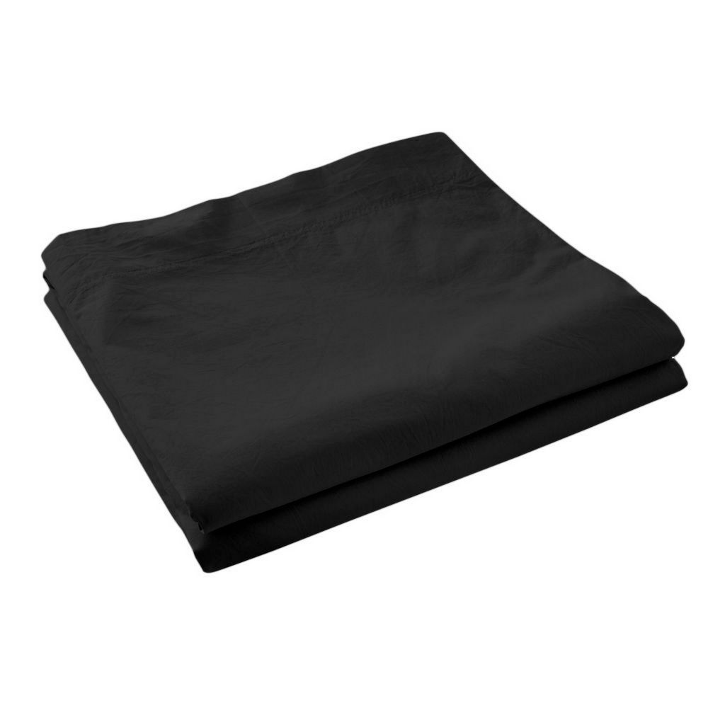 Drap plat 240x300 Satin de Coton Noir - Housse De Rêve