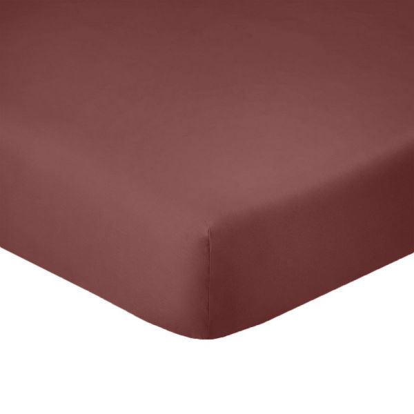 Drap housse 90x190 +25 cm Coton Rouge Tomette