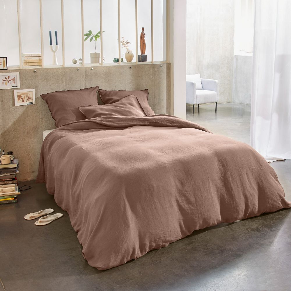 Housse de couette 220x240 cm coton uni beige