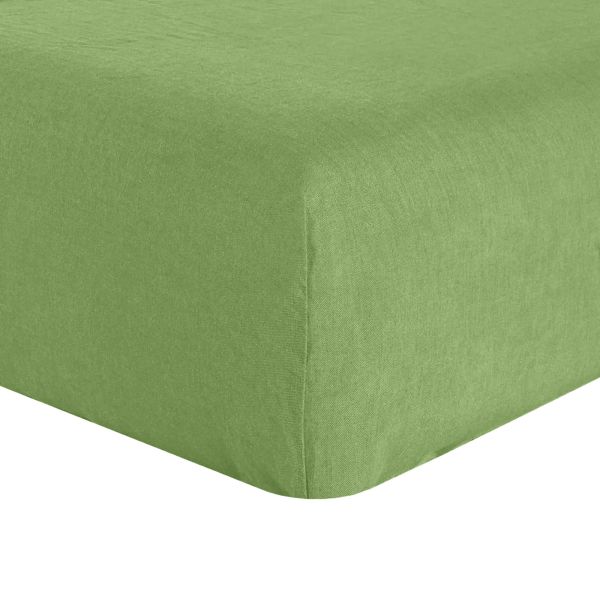 Drap housse 180x200 +30 cm en lin Français - lin lavé Kiwi