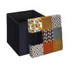 Pouf pliable coffre de rangement Patchwork Rétro