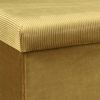 Coffre de rangement banc pliable velours côtelé jaune