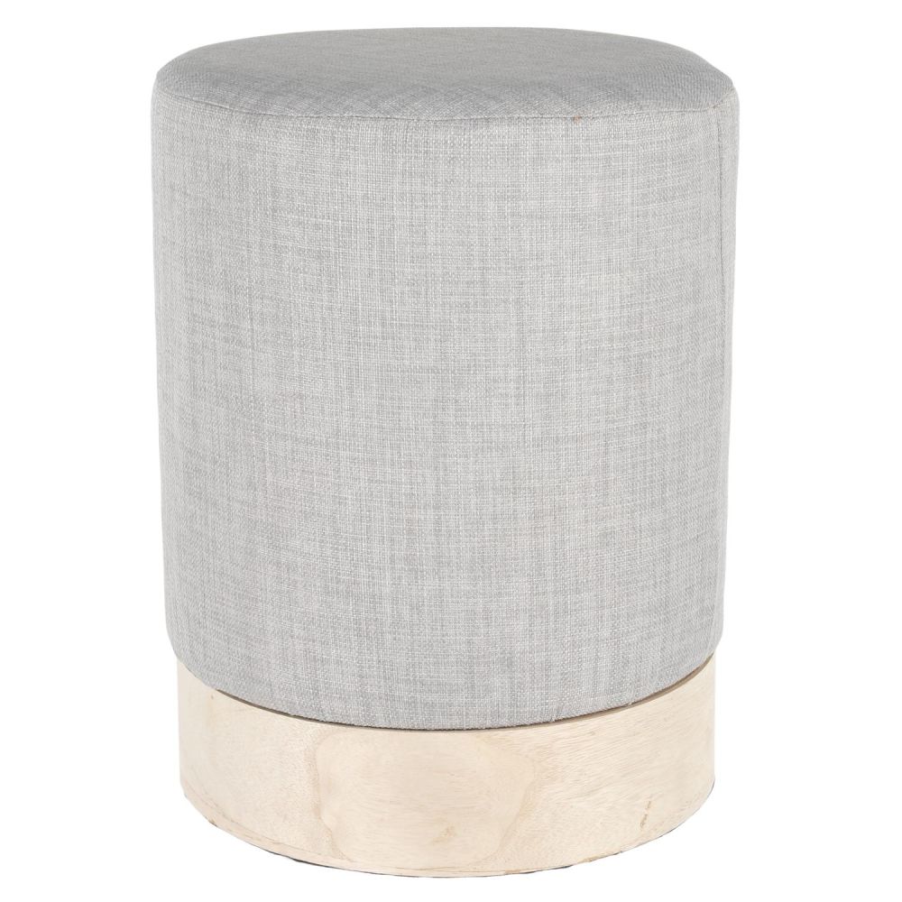 Pouf coffre de rangement rond gris - Housse De Rêve