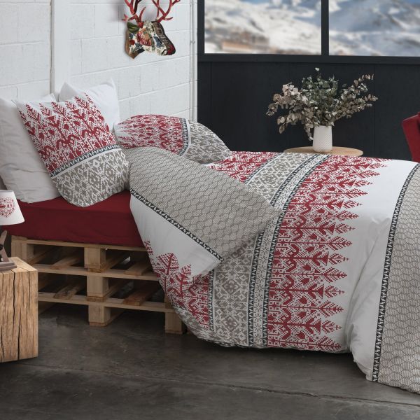 Housse de couette 240x260 cm + 2 taies d'oreiller 100% Coton 57 fils Halti