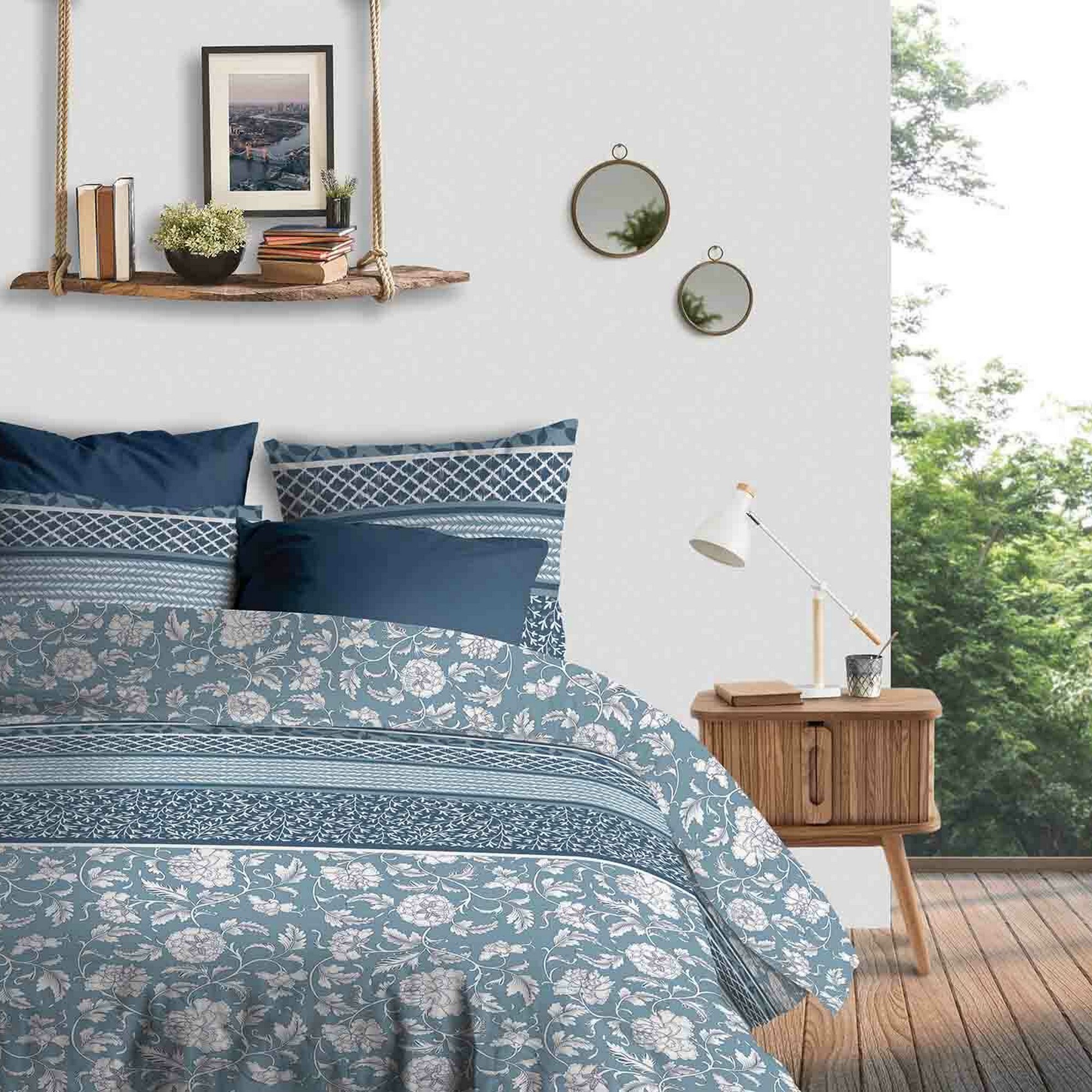 Home Linge Passion – Parure de Couette 220x240 cm – 100% Coton 57 Fils – Housse 2 Taies – Motif Tilt Bellamy Rose