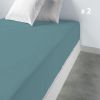 2 Draps housse 80x200 +35 cm 100% Coton 57 fils Lagon