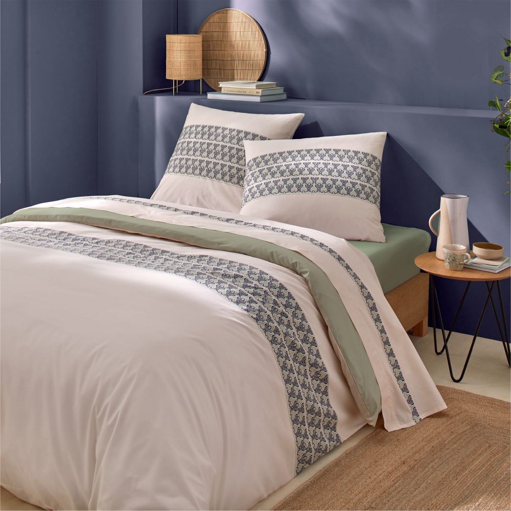 Housse couette percale - Housse de couette 240x260 - Housse couette 220x240  - Housse de couette PLUMES de Tradilinge